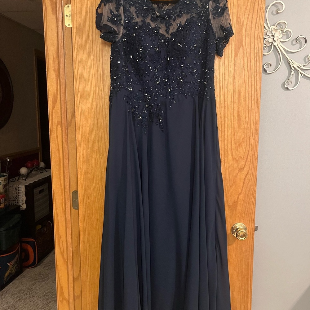 JJs House Navy Blue Maxi Dress with Beaded Bodice